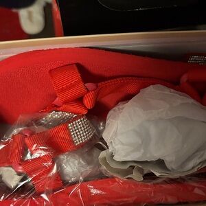 Yoki Red Sandals with Rhinestone Accents
